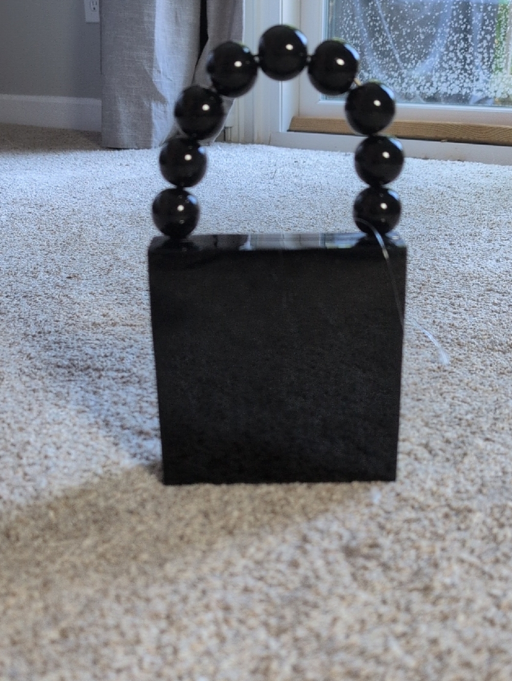 Auvre Black Beaded Handle Box Purse